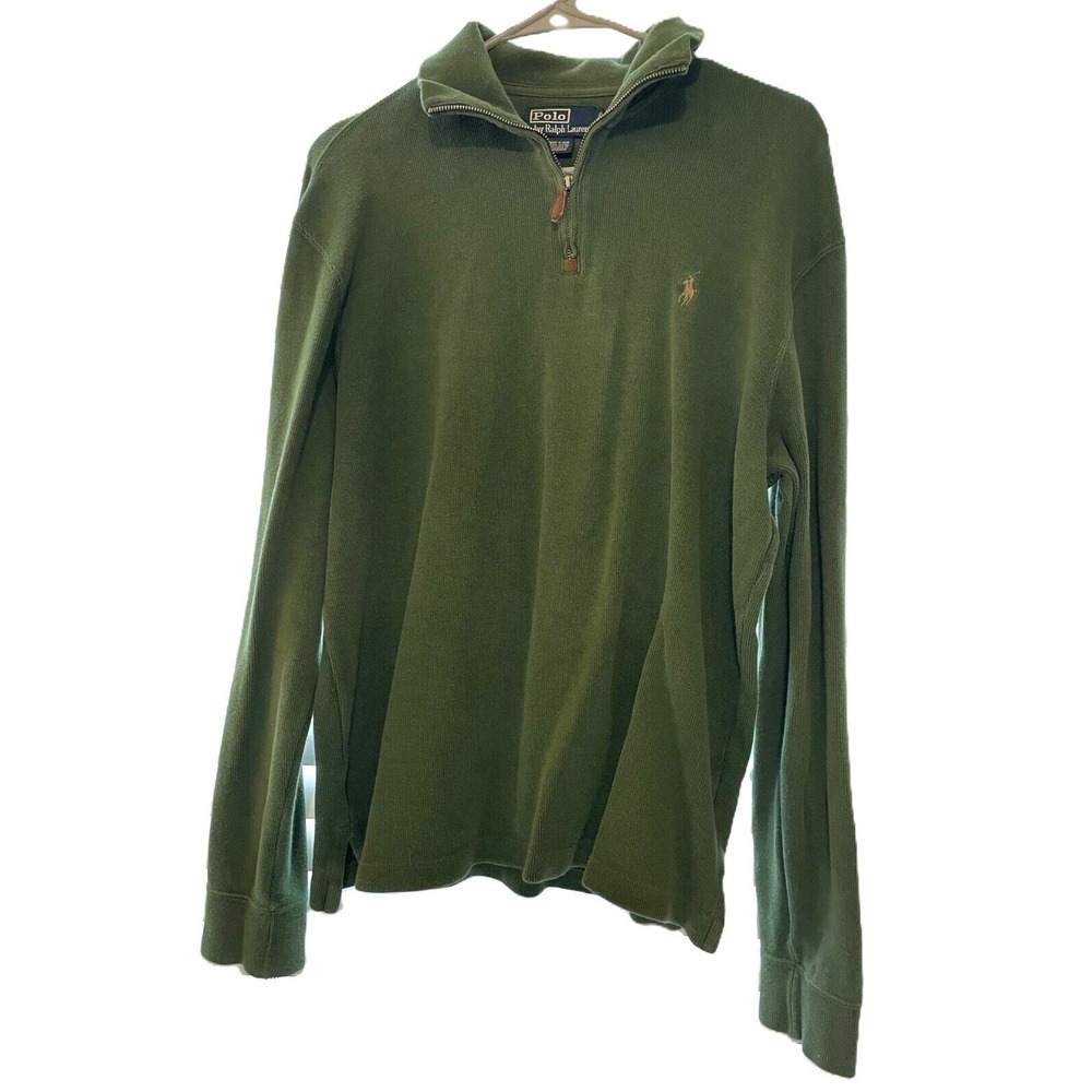 2017 Polo Ralph Lauren Mens Medium Forest Green 1/4 Zip Pullover Cotton